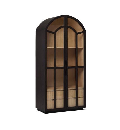 Claudine Glass Door Cabinet - Coffee