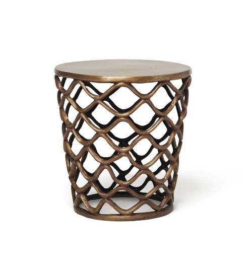 Lattice Accent Table - Antique Brass